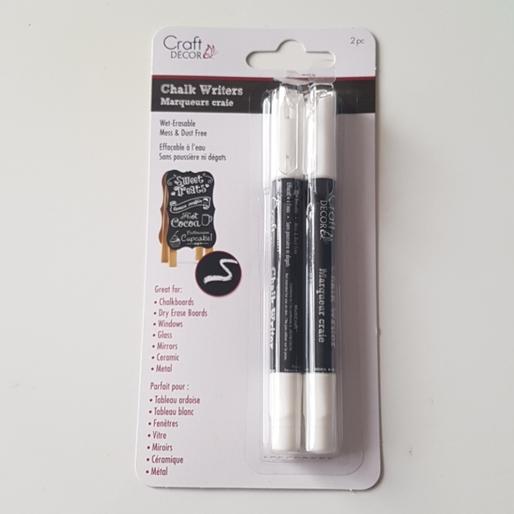 Pack of 2 Craft Décor Chalk Writer Marker Wet-Erasable (White) - Picture 1 of 6